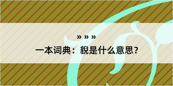 一本词典：貎是什么意思？