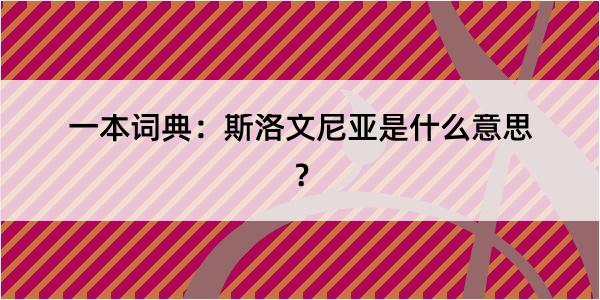 一本词典：斯洛文尼亚是什么意思？