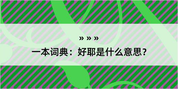 一本词典：好耶是什么意思？