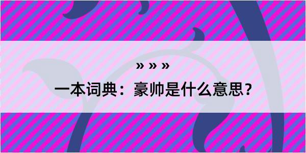 一本词典：豪帅是什么意思？