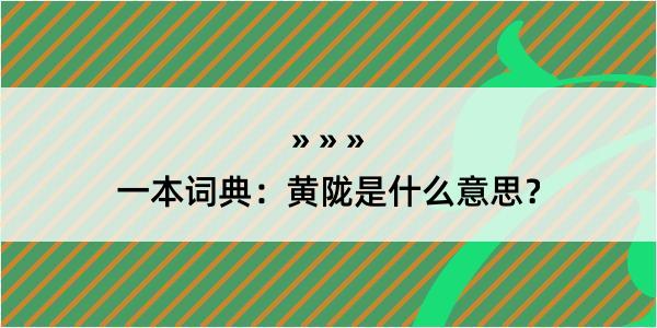 一本词典：黄陇是什么意思？