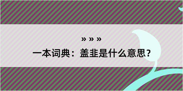 一本词典：盖韭是什么意思？