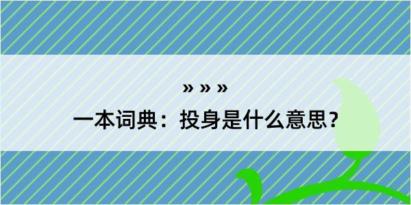 一本词典：投身是什么意思？