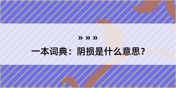 一本词典：阴损是什么意思？