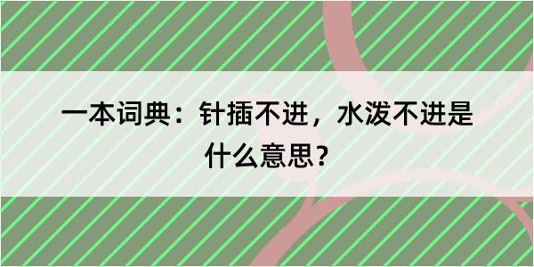 一本词典：针插不进，水泼不进是什么意思？