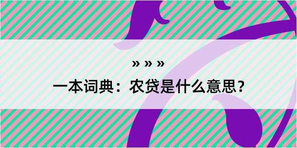 一本词典：农贷是什么意思？