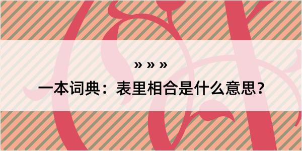 一本词典：表里相合是什么意思？