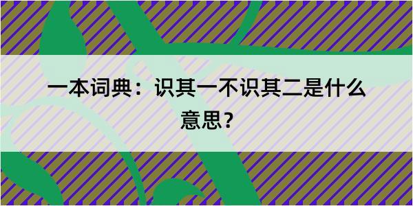 一本词典：识其一不识其二是什么意思？