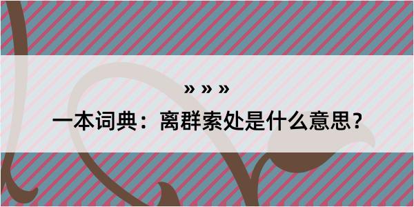 一本词典：离群索处是什么意思？