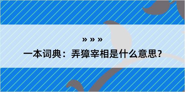 一本词典：弄獐宰相是什么意思？