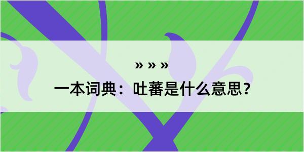 一本词典：吐蕃是什么意思？