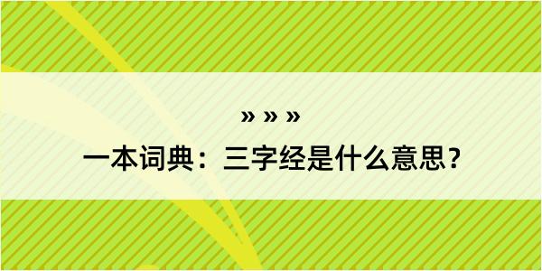 一本词典：三字经是什么意思？