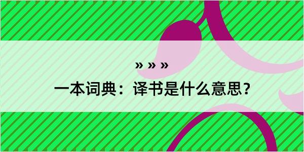 一本词典：译书是什么意思？