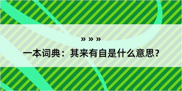 一本词典：其来有自是什么意思？