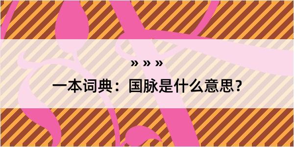 一本词典：国脉是什么意思？