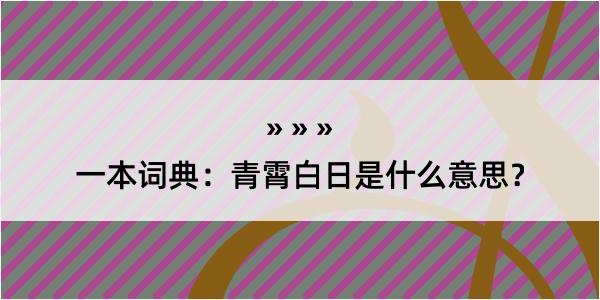 一本词典：青霄白日是什么意思？