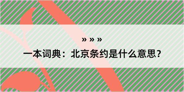 一本词典：北京条约是什么意思？