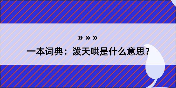 一本词典：泼天哄是什么意思？