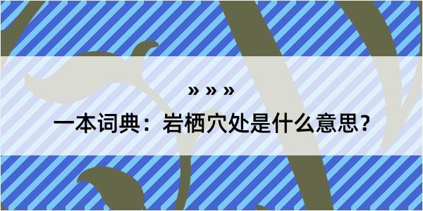 一本词典：岩栖穴处是什么意思？