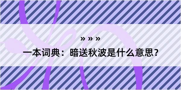 一本词典：暗送秋波是什么意思？