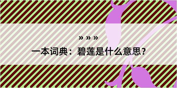 一本词典：碧莲是什么意思？