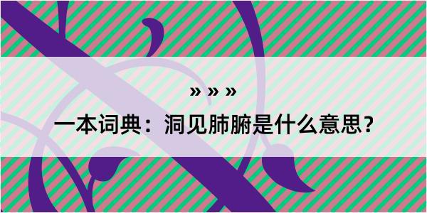 一本词典：洞见肺腑是什么意思？