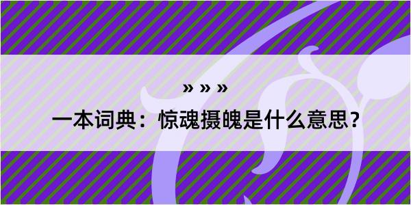 一本词典：惊魂摄魄是什么意思？