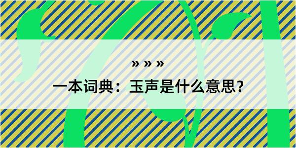 一本词典：玉声是什么意思？