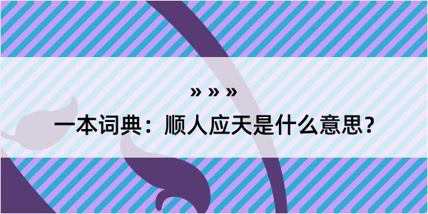 一本词典：顺人应天是什么意思？