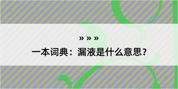 一本词典：漏液是什么意思？