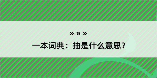 一本词典：抽是什么意思？