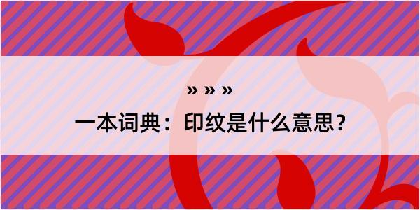 一本词典：印纹是什么意思？