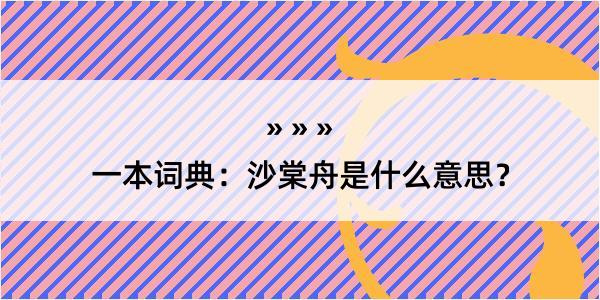 一本词典：沙棠舟是什么意思？