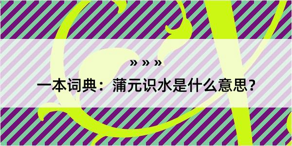 一本词典：蒲元识水是什么意思？