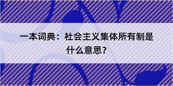 一本词典：社会主义集体所有制是什么意思？