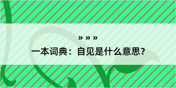 一本词典：自见是什么意思？