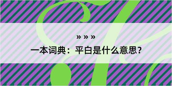 一本词典：平白是什么意思？