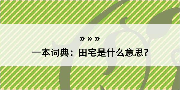 一本词典：田宅是什么意思？