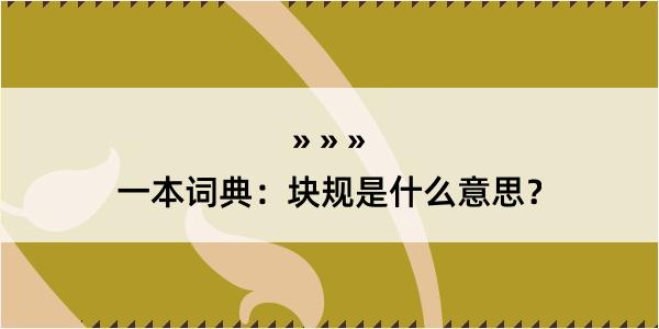 一本词典：块规是什么意思？