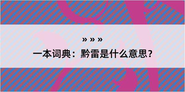 一本词典：黔雷是什么意思？