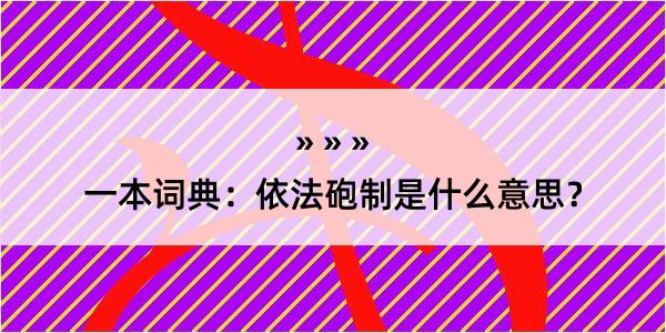 一本词典：依法砲制是什么意思？