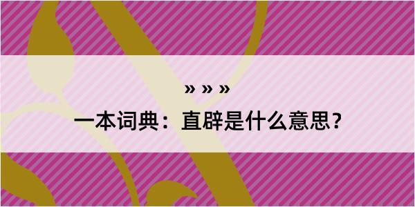 一本词典：直辟是什么意思？