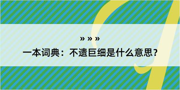 一本词典：不遗巨细是什么意思？