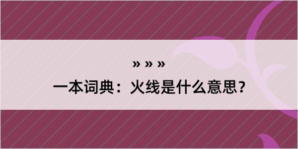 一本词典：火线是什么意思？