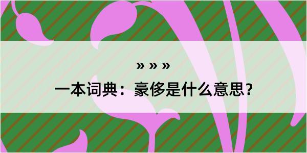 一本词典：豪侈是什么意思？