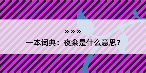 一本词典：夜籴是什么意思？