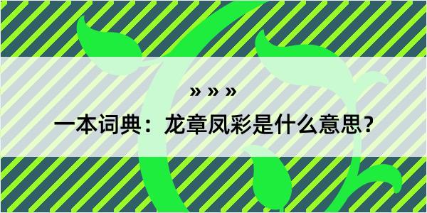 一本词典：龙章凤彩是什么意思？