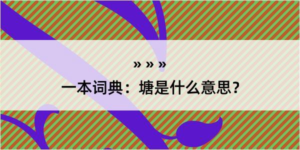 一本词典：塘是什么意思？