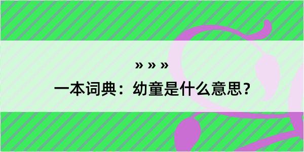 一本词典：幼童是什么意思？