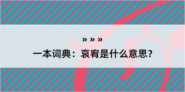 一本词典：哀宥是什么意思？